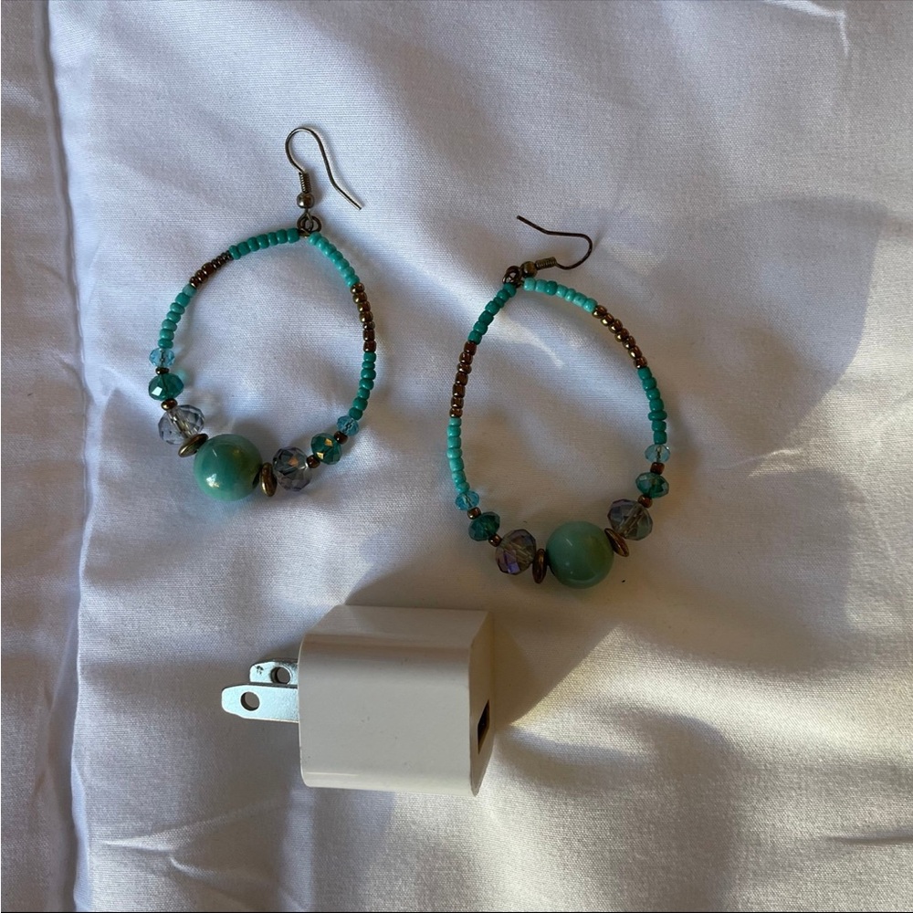 Turquoise Beaded Hoop Earrings